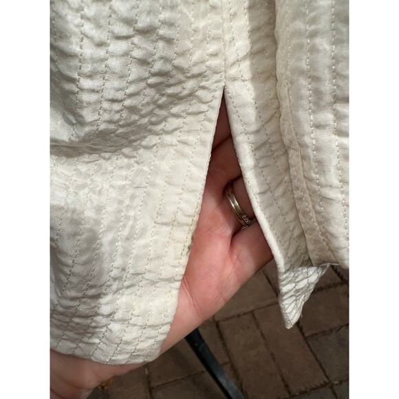 Eileen Fisher 1X Textured Silk Blend Button Up Shirt Plus Size Cream - Picture 5 of 13